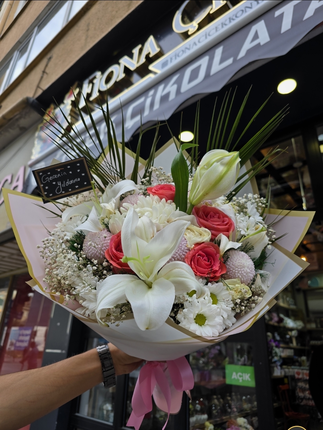 GÜL PAPATYA KRİZANTEM LİYUM BUKETİ